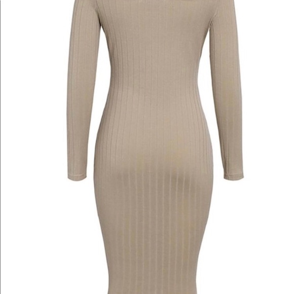 Stripes long sleeve Off shoulder body con dress - Picture 7 of 8